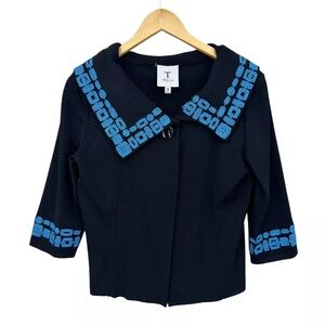 TOULA Blazer Jacket Knit Black Blue
